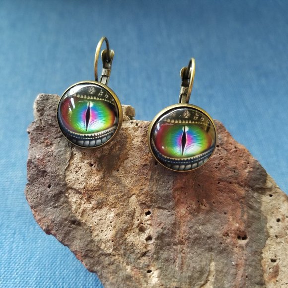 👁️EYE Gorgeous Colors Cat's(?) Eye Earrings - NWOT - Never Worn👁️ - Picture 2 of 6